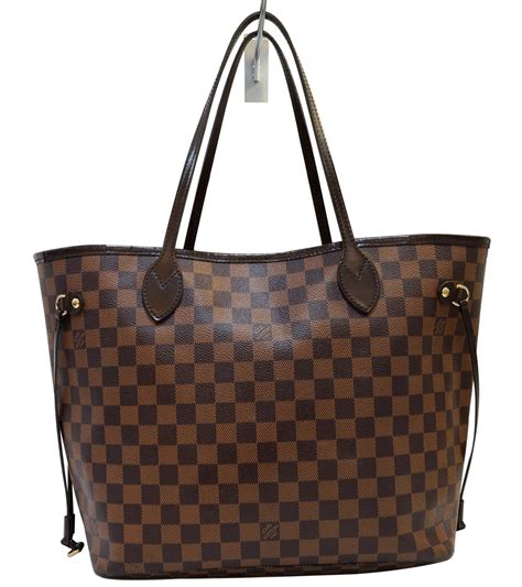 authentic louis vuitton neverfull mm damier ebene|louis vuitton checkered tote bag.